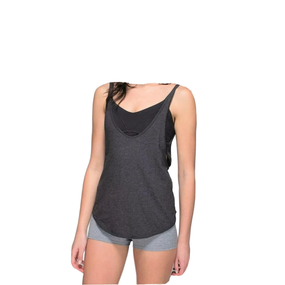 Lululemon Black/Heathered Black Twist & Turn Drape Back 2 in 1 Tank Sz 4